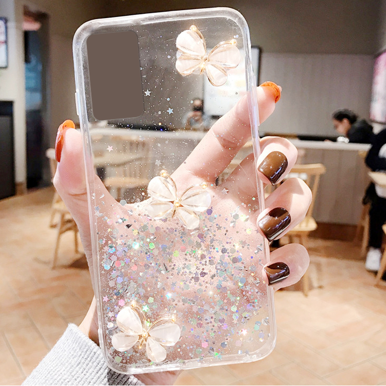 手机壳奢华水钻蝴蝶reno5曲屏