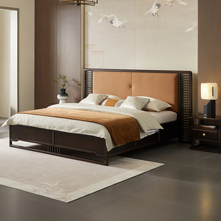 全友家居门店同款 京鸿系列 东方风 801201H 实木软包双人床1.8米