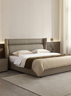 全友家居家具家私正品 98032 软包头层牛皮双人真皮皮艺婚床1.8米