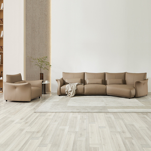 全友家居家具家私正品 皮卡诺 22792 真皮艺直排一字L型转角沙发