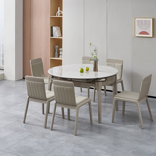 全友家居家具家私正品 870286 大理石台面功能伸缩圆形餐桌椅组合