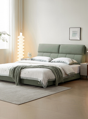 全友家居 门店同款 时尚简约 92299 猫抓绒布布艺软床1.5 1.8米