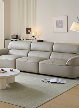 全友家居门店同款 时尚风 22962 头层真黄牛皮一字型直排皮艺沙发