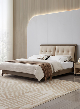 全友家居门店同款蝶依 93522 1.8 1.5米加长真皮床进口头层黄牛皮