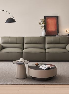 全友家居门店同款 时尚风 22916 头层牛皮真皮直排一字型皮沙发