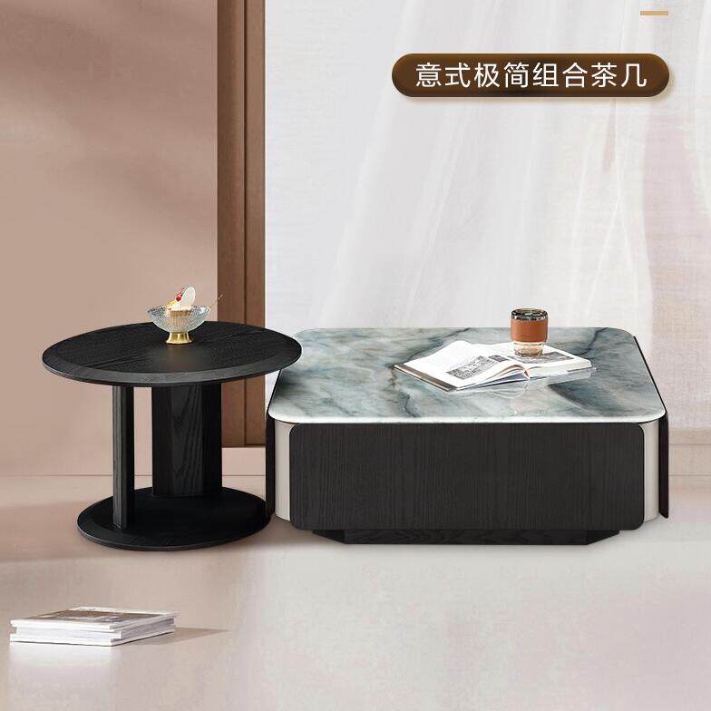 全友家居家具家私正品 意式极简 FY0015A 微晶石矮茶几 木面角几