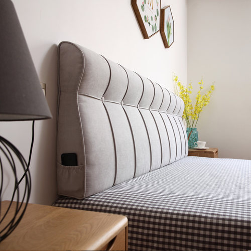 北欧加厚软包踏踏双人实木床靠垫