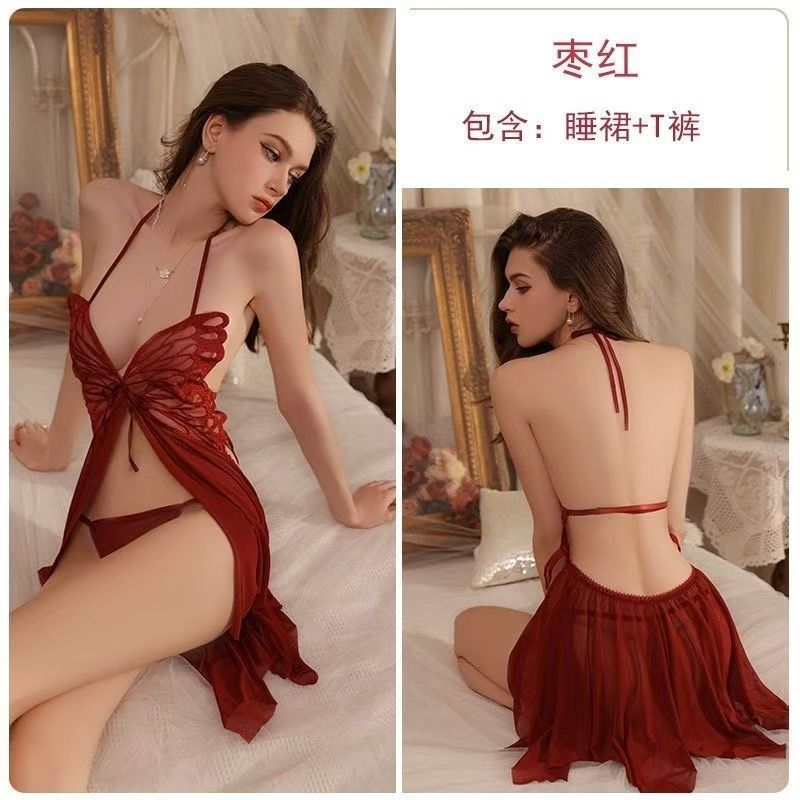 睡衣女秋款秘书睡裙蕾丝露背吊带夜店夏季内衣性感诱惑连衣裙新款