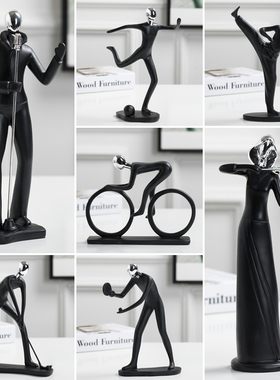 简约现代装饰品摆件创意北欧客厅酒柜电视柜装饰品树脂人物摆设