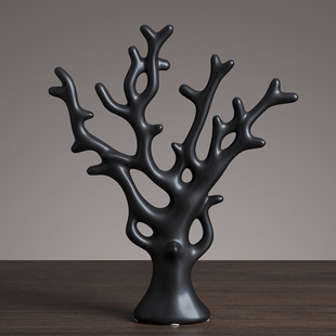 北欧简约客厅摆件电视柜酒柜玄关工艺品创意陶瓷发财树摆件办公室