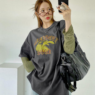 时尚起义韩国代购甜酷2026春tangerine柑橘棉质短袖T恤dw26012814