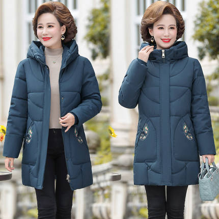 新品中老年羽绒服女中长款加厚加大码冬装外套中年妈妈装清仓特价