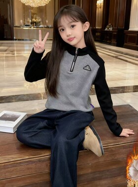 女童打底衫秋冬2025新款大儿童长袖t恤加绒加厚冬季小孩内搭上衣