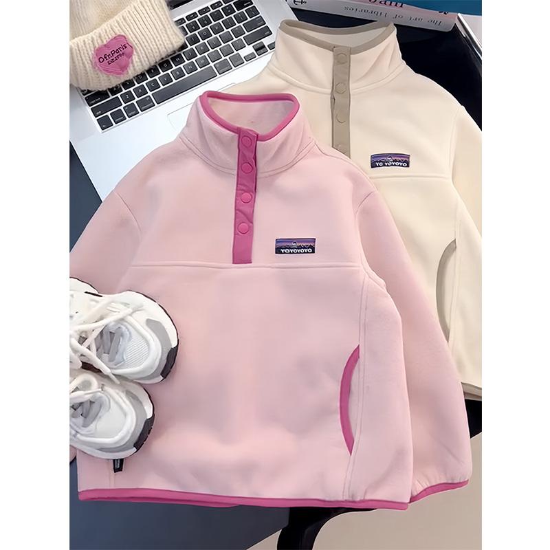 女童秋冬卫衣2025新款儿童奥粒绒校服神器内搭冬装加厚外套打底衫
