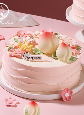 CAKEBOSS花桃祝寿寿桃贺寿重阳节生日蛋糕祝寿蛋糕北京同城配送