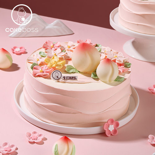CAKEBOSS花桃祝寿蛋糕同城配送