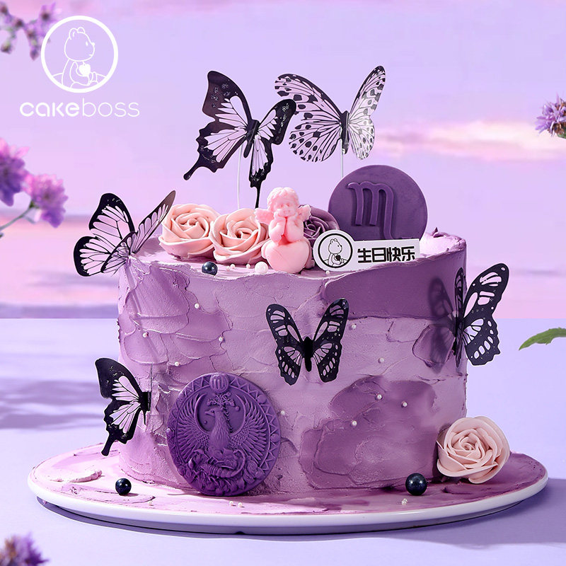 蝴蝶予蝎天蝎座生日蛋糕