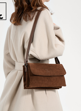 potomac麂皮绒单肩包腋下包包通勤百搭真皮女包秋冬新款