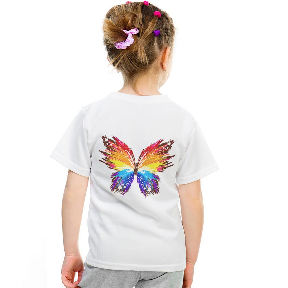 童装男童短袖t恤纯棉打底衫 蝴蝶背面印花中大童圆领时尚韩版上衣