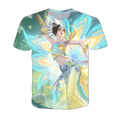 新款王者荣耀甄姬至美化雀舞衣服短袖T恤夏男女中学生少年cos上衣
