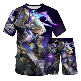 王者荣耀短裤夏季铠银白咏叹调套装直筒裤宿舍开黑套装沙滩裤潮流