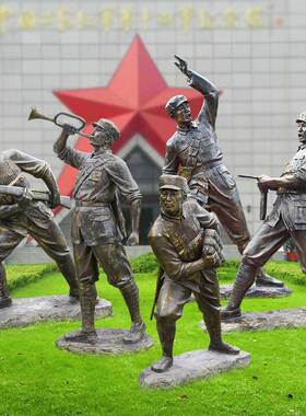 红军雕塑八路军抗战主题革命纪念馆玻璃钢人物新四军雕像红色手工