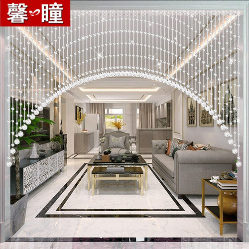 水晶珠帘客餐厅过道免打孔挂帘子