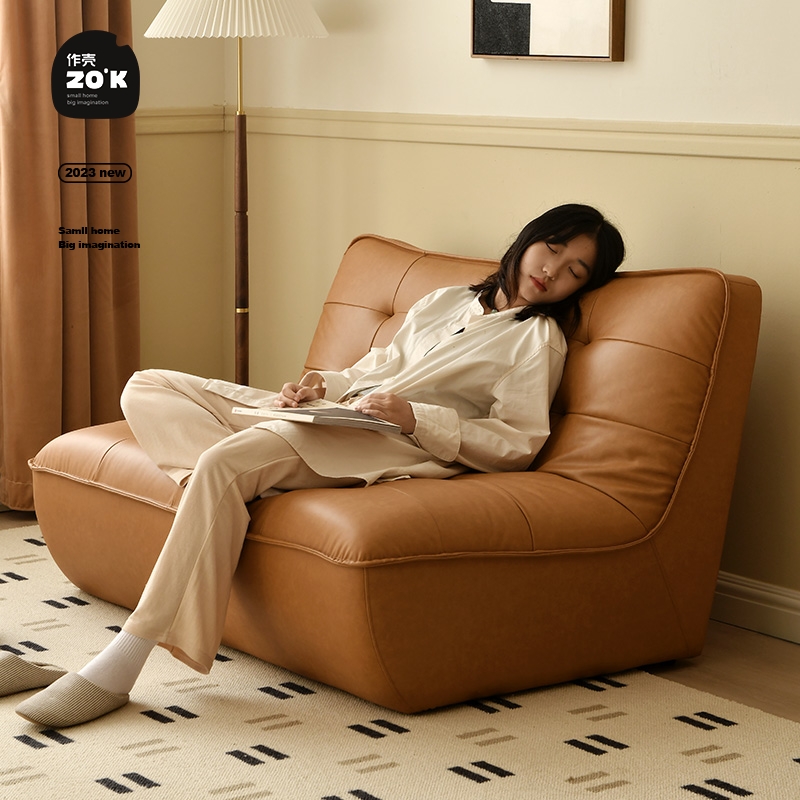 作壳ZOK|丹麦设计|北欧简约生态皮防水沙发椅毛毛虫懒人躺椅阳台