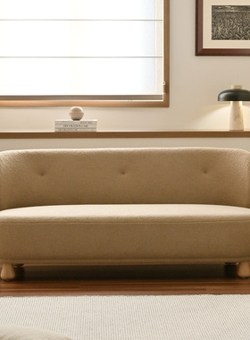 作壳ZOK 小卷沙发 法式奶油风客厅小户型复古羊羔绒直排布艺沙发