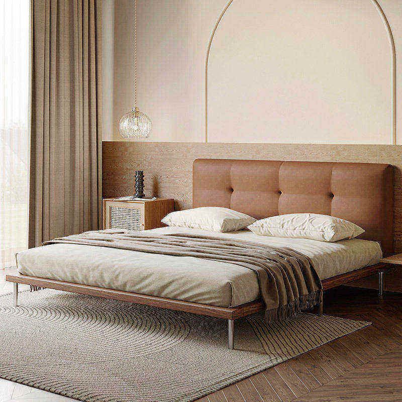 作壳ZOK|丹麦设计|北欧樱桃木1.8米双人床主卧简约软靠床轻复古