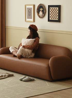 作壳ZOK|丹麦设计|北欧简约生态皮沙发客厅三人位防水沙发轻奢