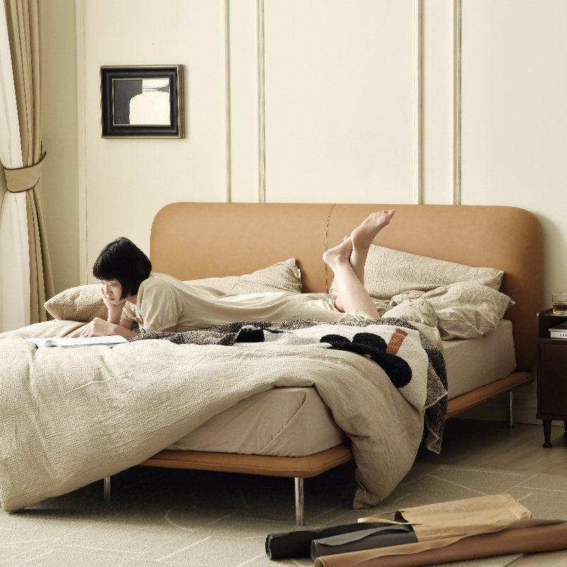 作壳ZOK|丹麦设计|北欧现代简约真皮床主卧双人床轻复古软包1.8米