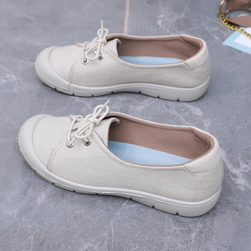 2024春夏款老北京布鞋女单鞋透气浅口平底鞋软底轻便一脚蹬妈妈鞋