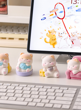 可爱植绒小猫摆件工位治愈情绪