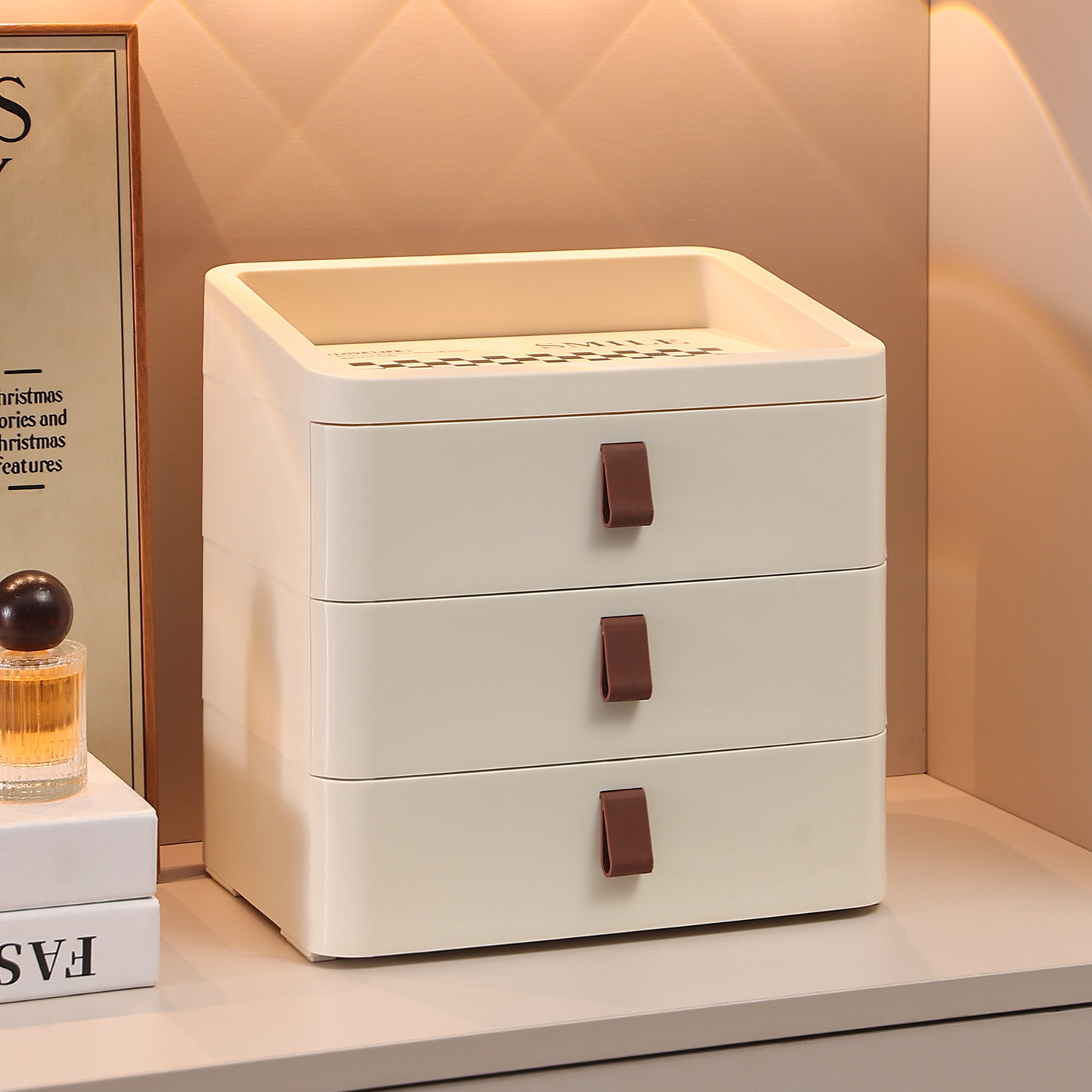 奶油风玄关抽屉式钥匙杂物收纳盒大容量客厅桌面梳妆台储物整理盒,家居饰品,装饰摆件,淘宝优惠券,粉丝福利购,淘宝优惠卷