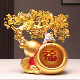 招财葫芦发财树入户门鞋柜客厅装饰乔迁新居礼物钥匙收纳玄关摆件