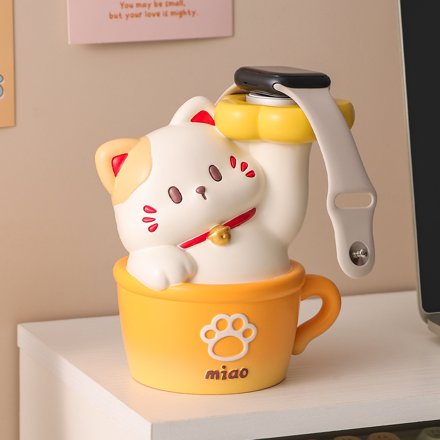 可爱猫咪智能手表充电支架摆件图片