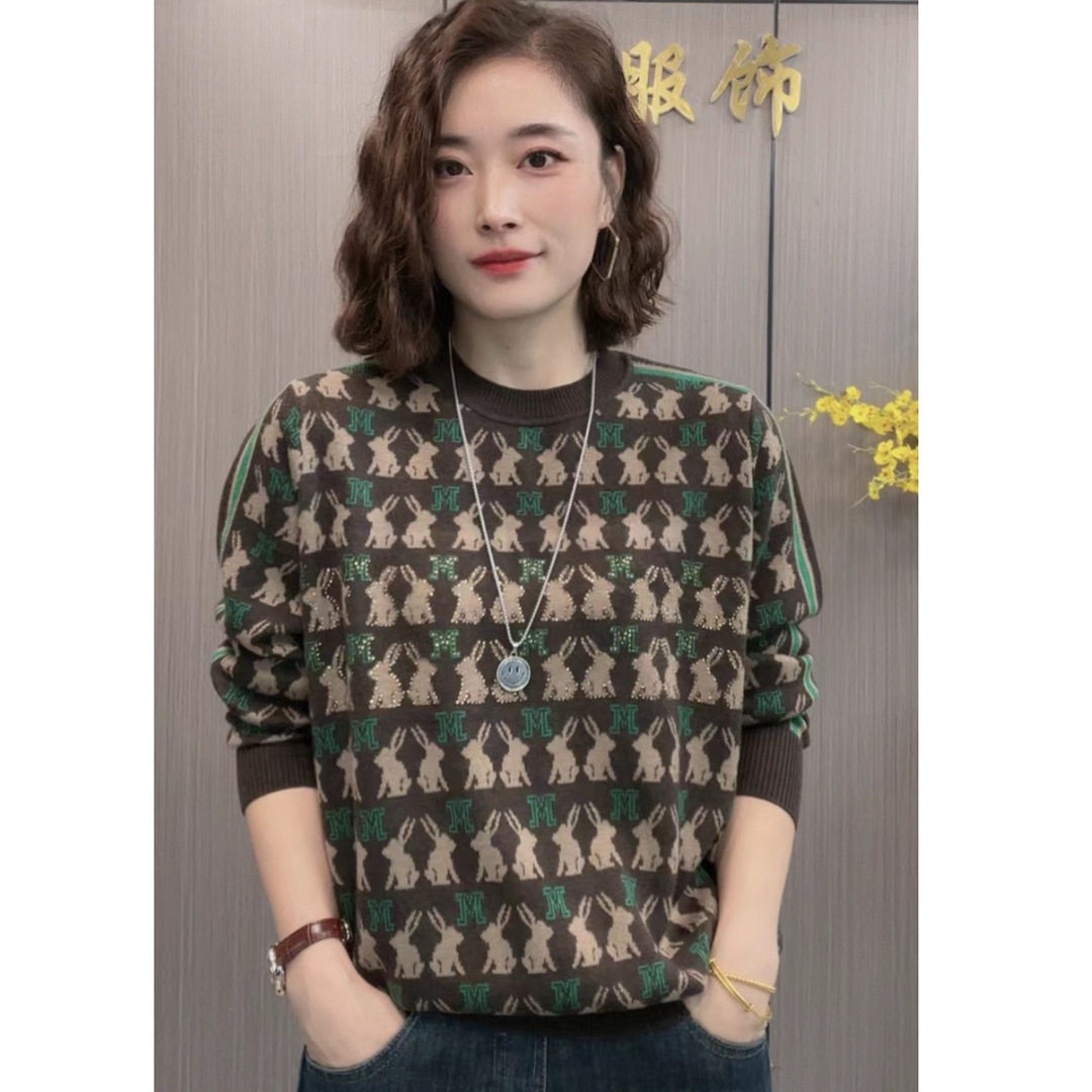【绵羊绒】羊绒女衫秋冬圆领毛衣宽松显瘦内搭加厚针织羊毛打底衫
