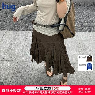 【ICE DUST】hug 2026早春新款褶皱感半身裙icedust