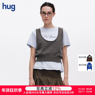 【ICE DUST】hug 2026早春新款U领棉纱刺绣背心icedust