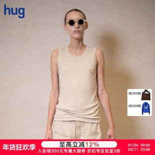 【UMAWANG】hug 2025春夏新款复古工字圆领背心上衣