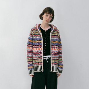 2025秋冬新款 hug DIRECTION 费尔岛提花连帽开衫