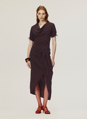 【AETNA PROJECT】hug 2025早春新款乌梅紫卷边袖上衣