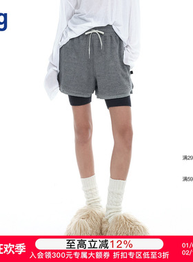 【ANDAHALF】hug 纯色长毛针织呢短裤毛衣休闲短裤