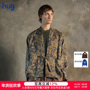 【UMAWANG】hug 2025早春新款复古印花系带开衫