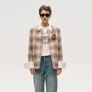 2025秋冬新款 hug DUST 二口袋假两件小香外套 ICE