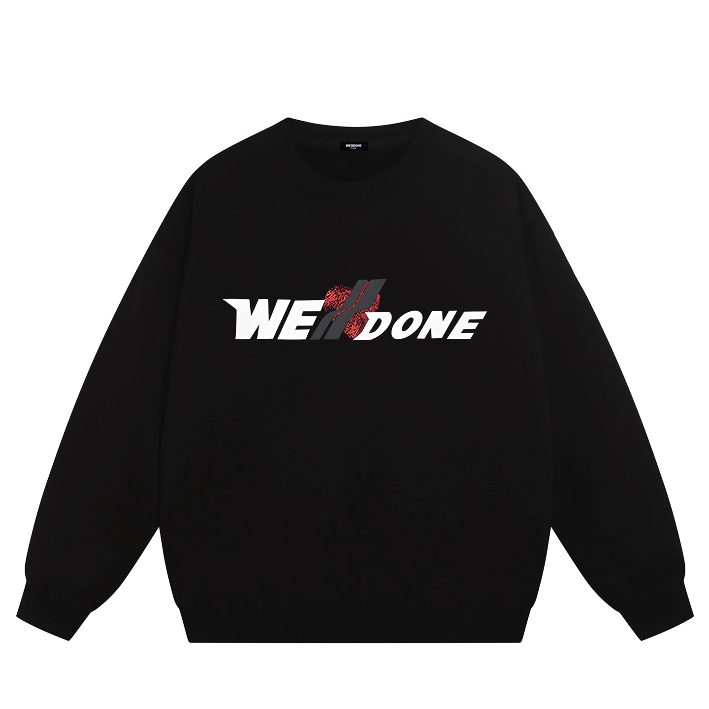 WE11DONE CDG*25AW美式潮牌爱心字母印花情侣款加绒圆领卫衣男