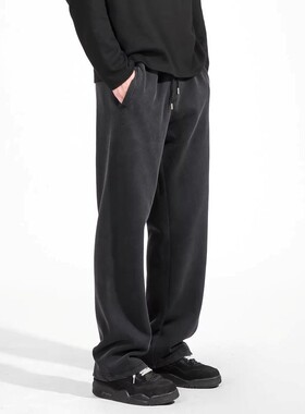 Florki Blur*25AW小众潮牌重磅水洗黑破坏卫裤宽松直筒松紧运动裤