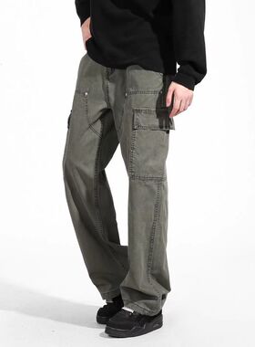 Florki Blur*25AW小众潮牌复古水洗做旧工装伐木裤百搭宽松休闲裤