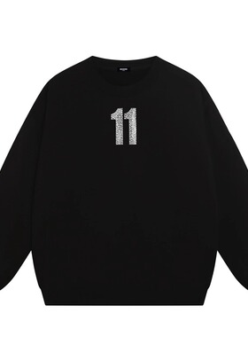 WE11DONE CDG *25AW美式潮牌数字11印花情侣款宽松加绒圆领卫衣男